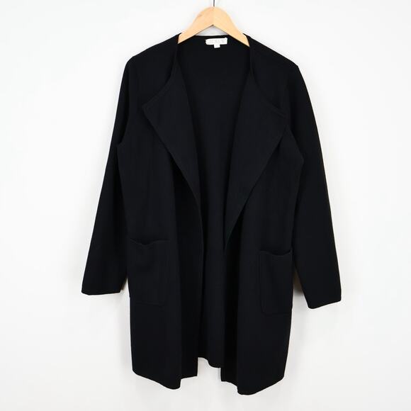J.Crew Juliette Merino Wool Blend Collarless Sweater-Blazer In Black Size Large - Picture 4 of 10